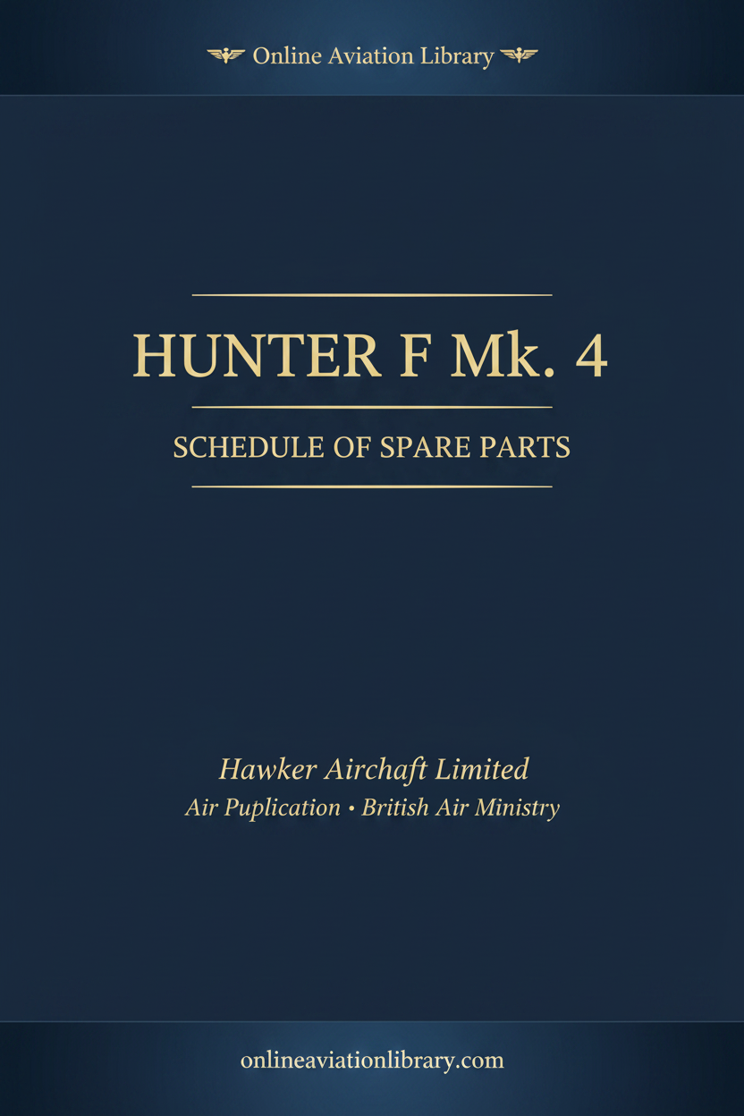 Cover - Hunter F Mk.4 Schedule of Spare Parts