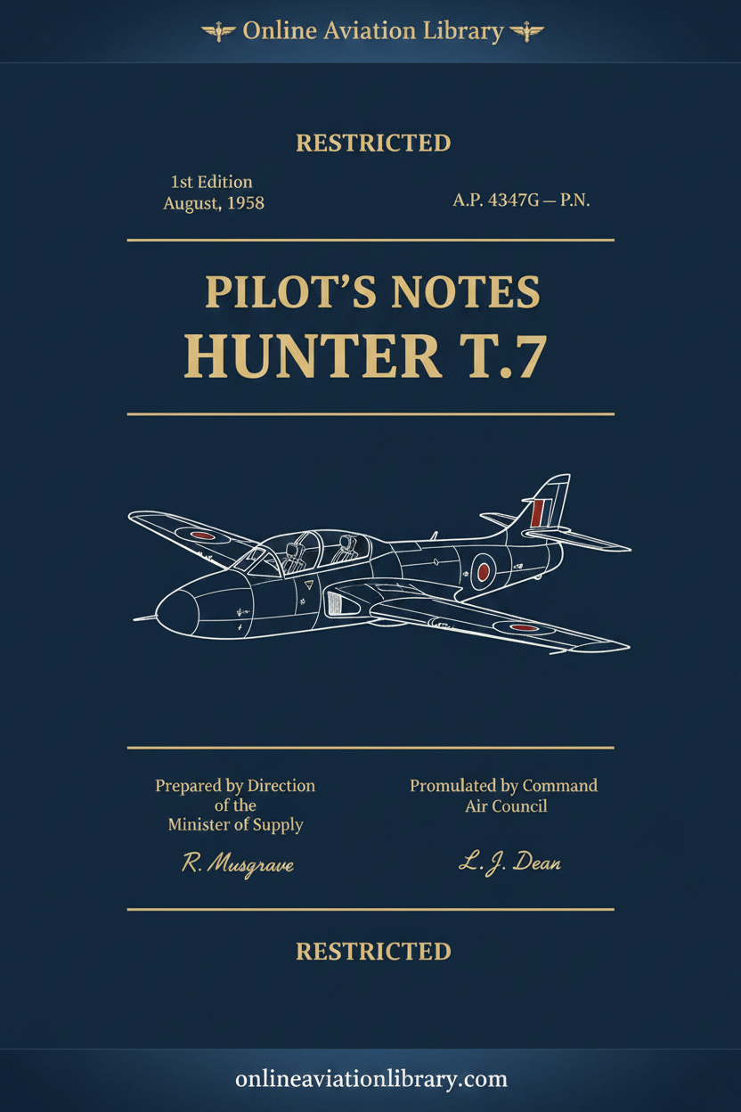 Cover - Hunter T.7 Pilot's Notes 1958