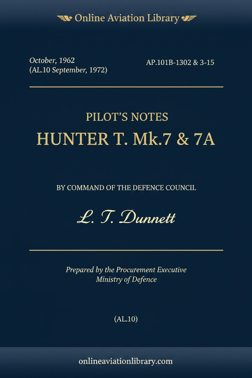 Cover - Hunter T. Mk.7 & 7A Pilot's Notes 1962
