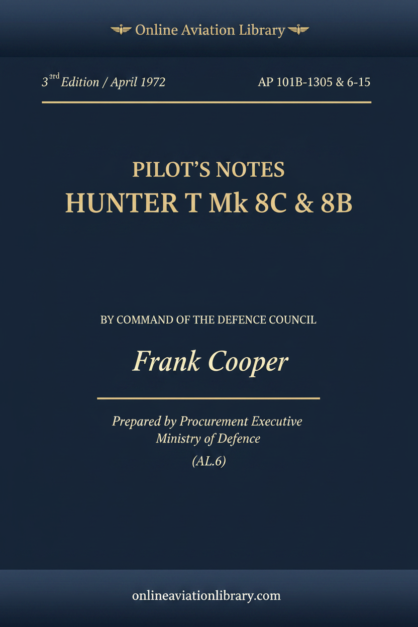 Cover - Hunter T Mk 8C & 8B Pilot's Notes 1972