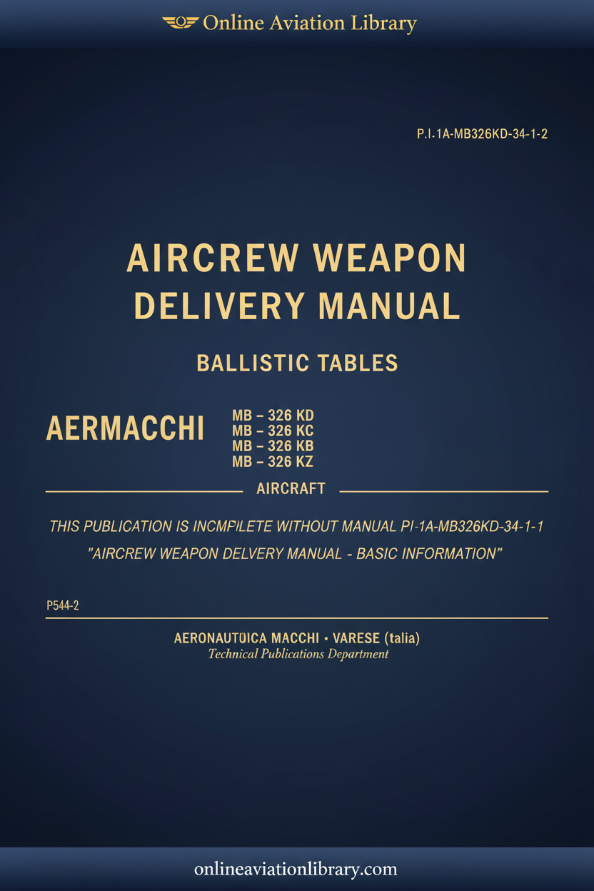 Cover Page 1 – Aermacchi MB-326 KD/KC/KB/KT/KZ Aircrew Weapon Delivery Manual Ballistic Tables