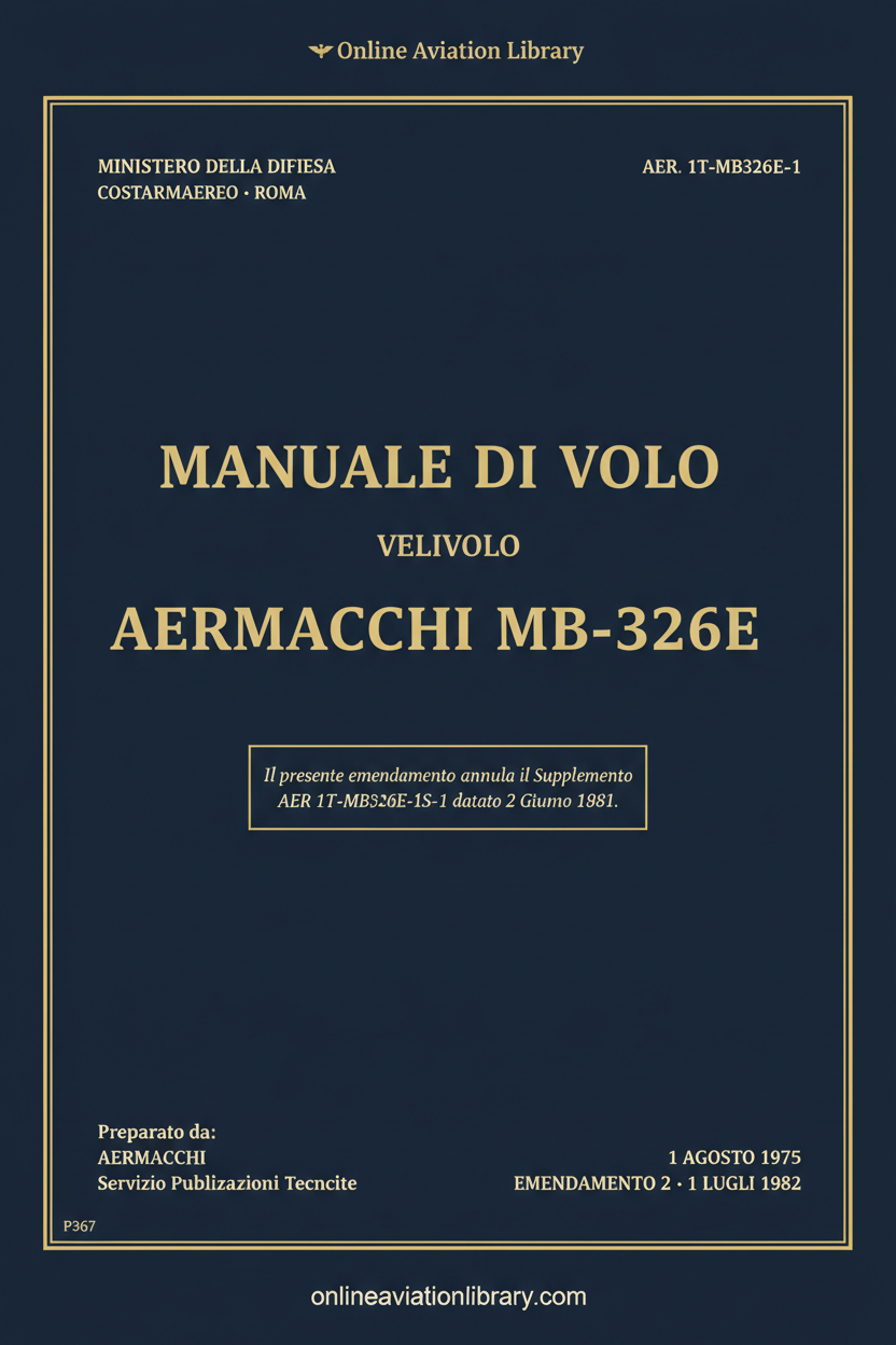 Cover Page 1 – Aermacchi MB-326E Manuale di Volo