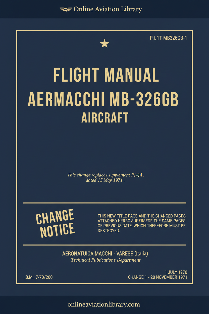 Cover Page 1 – Aermacchi MB-326GB Flight Manual