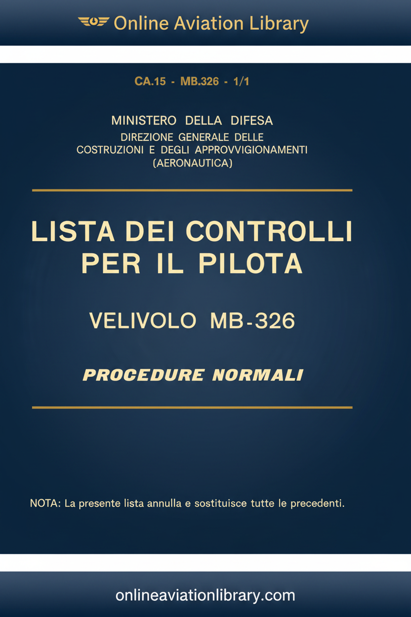 Cover Page 1 – MB-326 Lista dei Controlli per il Pilota