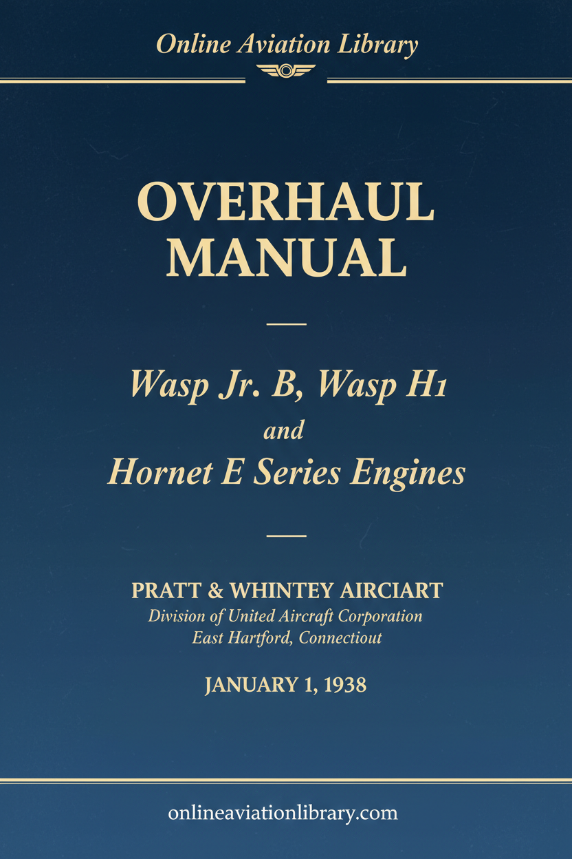 Cover Page — Overhaul Manual — Wasp Jr B / Wasp H1 / Hornet E — Jan 1938