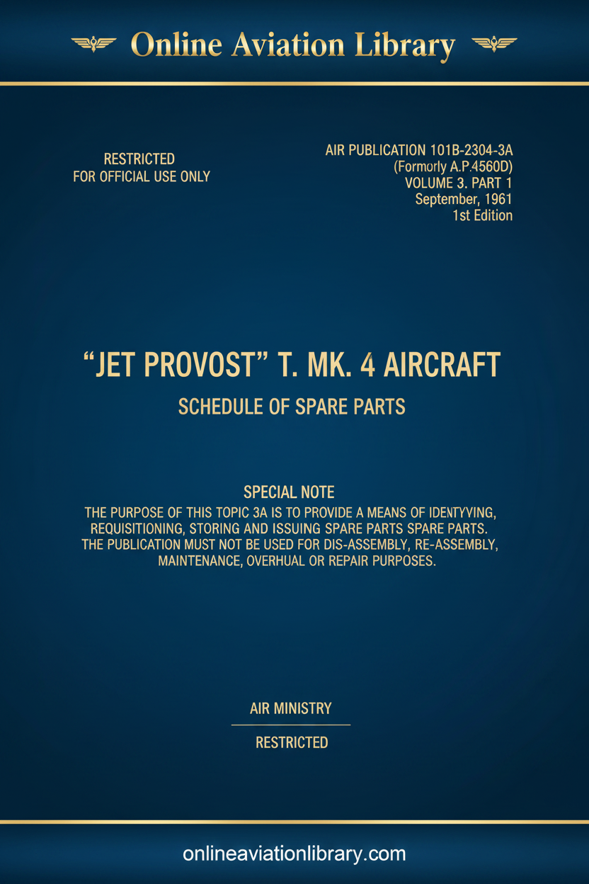 Cover Page - Schedule of Spare Parts Mk4