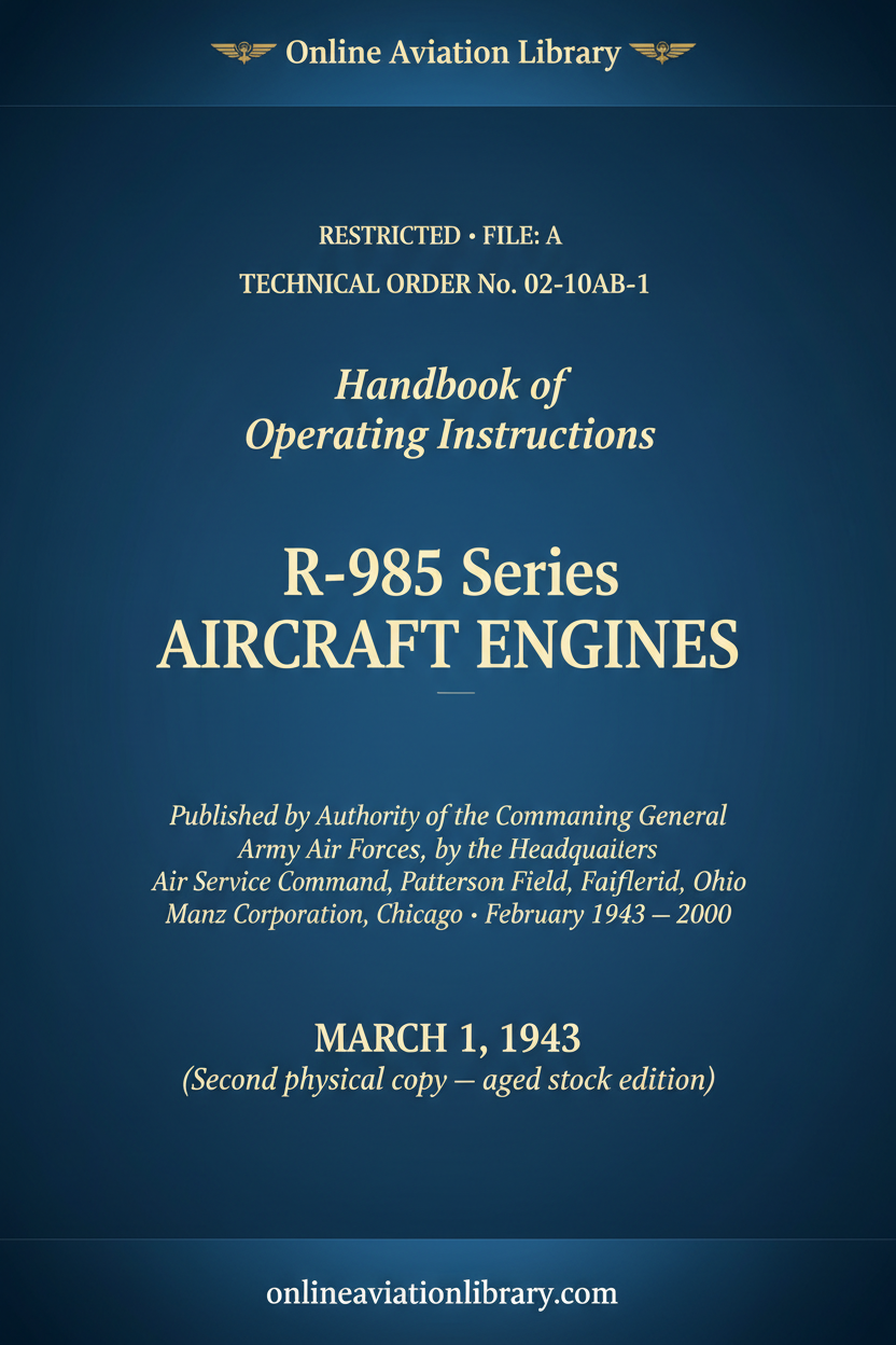 Cover Page — T.O. 02-10AB-1 — March 1943 aged copy