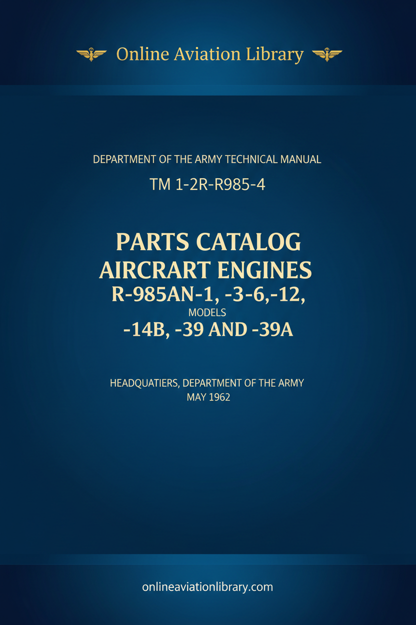 Cover Page — TM 1-2R-R985-4 — Parts Catalog — May 1962
