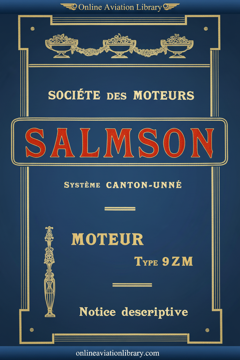 Cover - Salmson 9ZM Notice Descriptive Art Nouveau