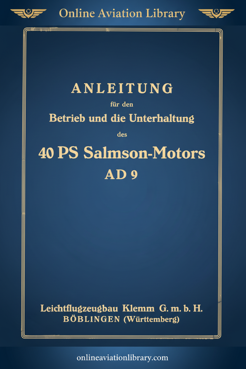 Cover - Salmson AD9 Betrieb Unterhaltung German Klemm