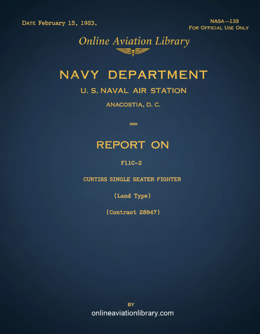 Curtiss F11C-2 Navy Flight Test Report Cover Page