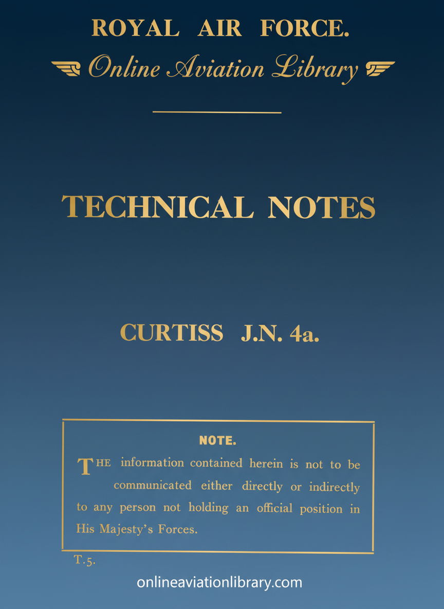 Curtiss J.N. 4a Technical Notes Cover Page