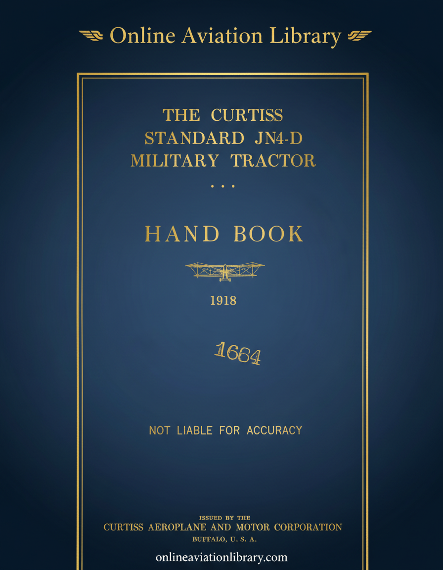 Curtiss Standard JN4-D Military Tractor Hand Book Cover Page 1918