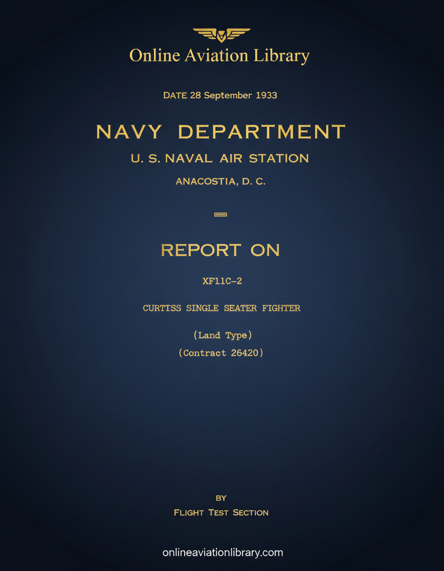 Curtiss XF11C-2 Navy Flight Test Report Cover Page