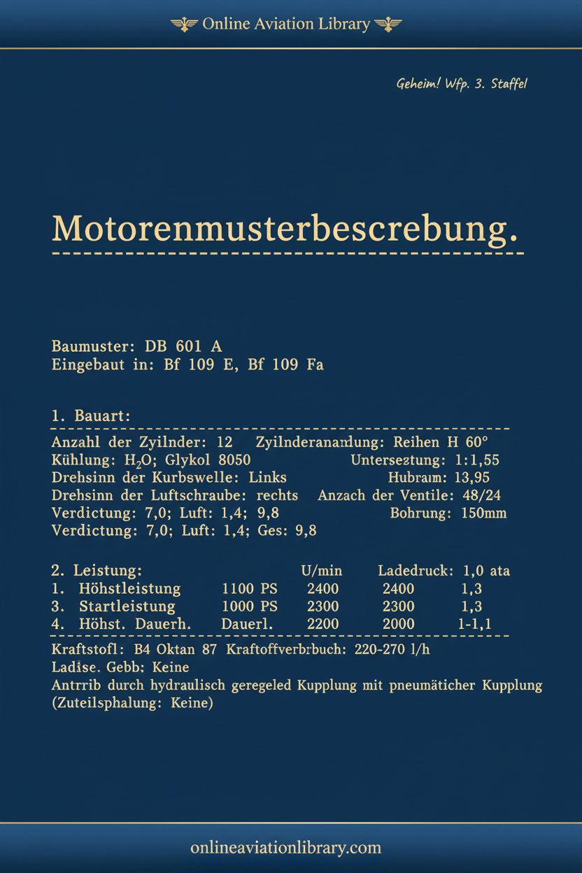 DB 601 A Motorenmusterbeschreibung Standard Cover Page 1
