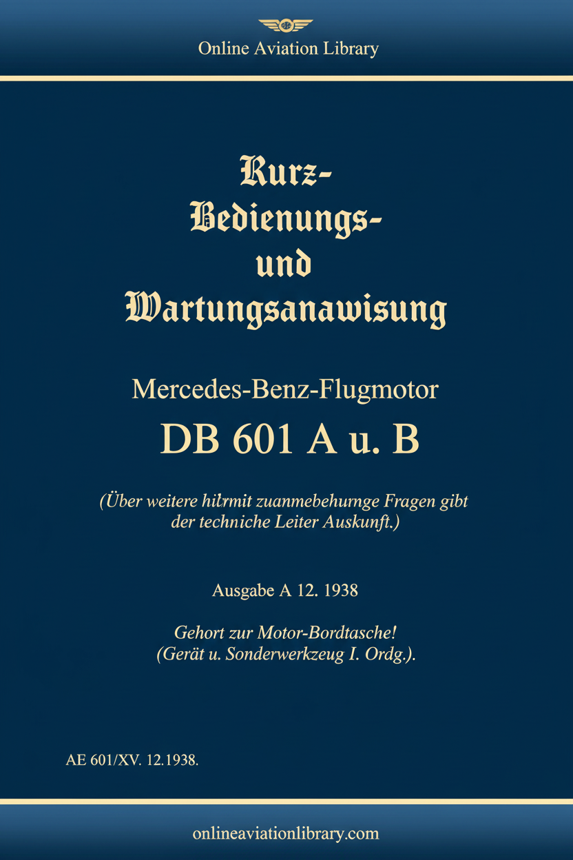 DB 601 A u. B Kurz-Bedienungs- und Wartungsanweisung Standard Cover Page 1