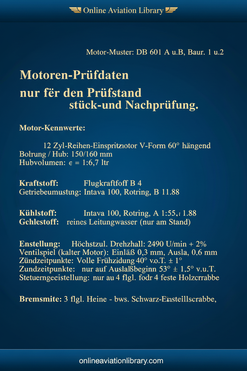 DB 601 A u.B Motoren-Prüfdaten Standard Cover Page 1