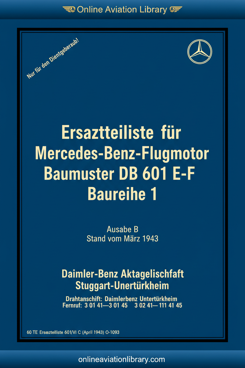 DB 601 E-F Ersatzteilliste Standard Cover Page 1 - Text Only