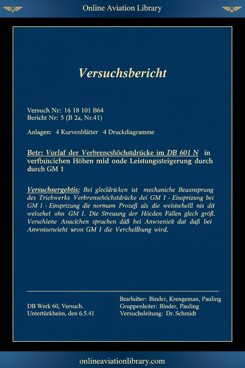 DB 601 N Versuchs-Bericht Standard Cover Page 1