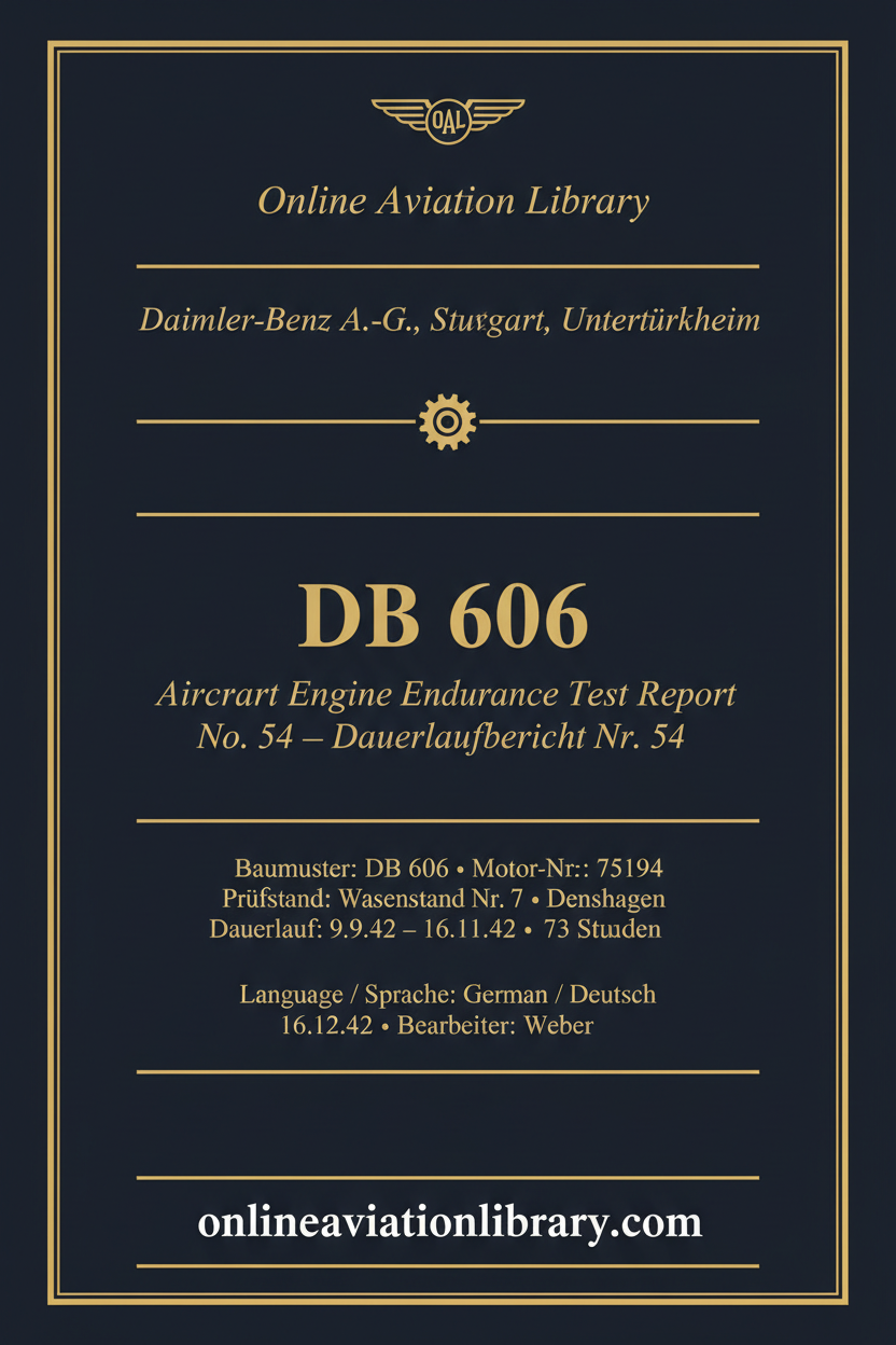 DB 606 Dauerlaufbericht Nr. 54 — Standard Cover Page 1