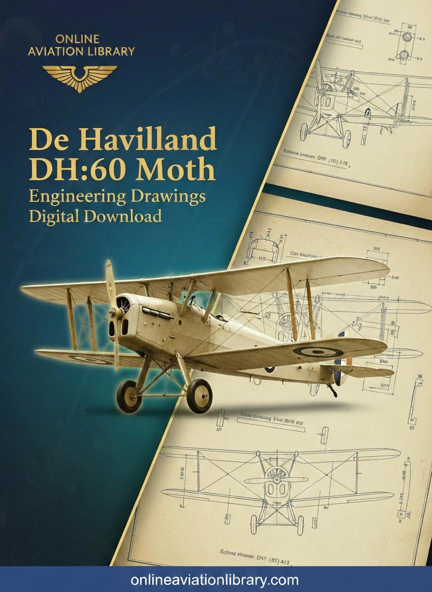 De Havilland DH.60 Moth Aircraft Blueprints Engineering Drawings - Digital Download