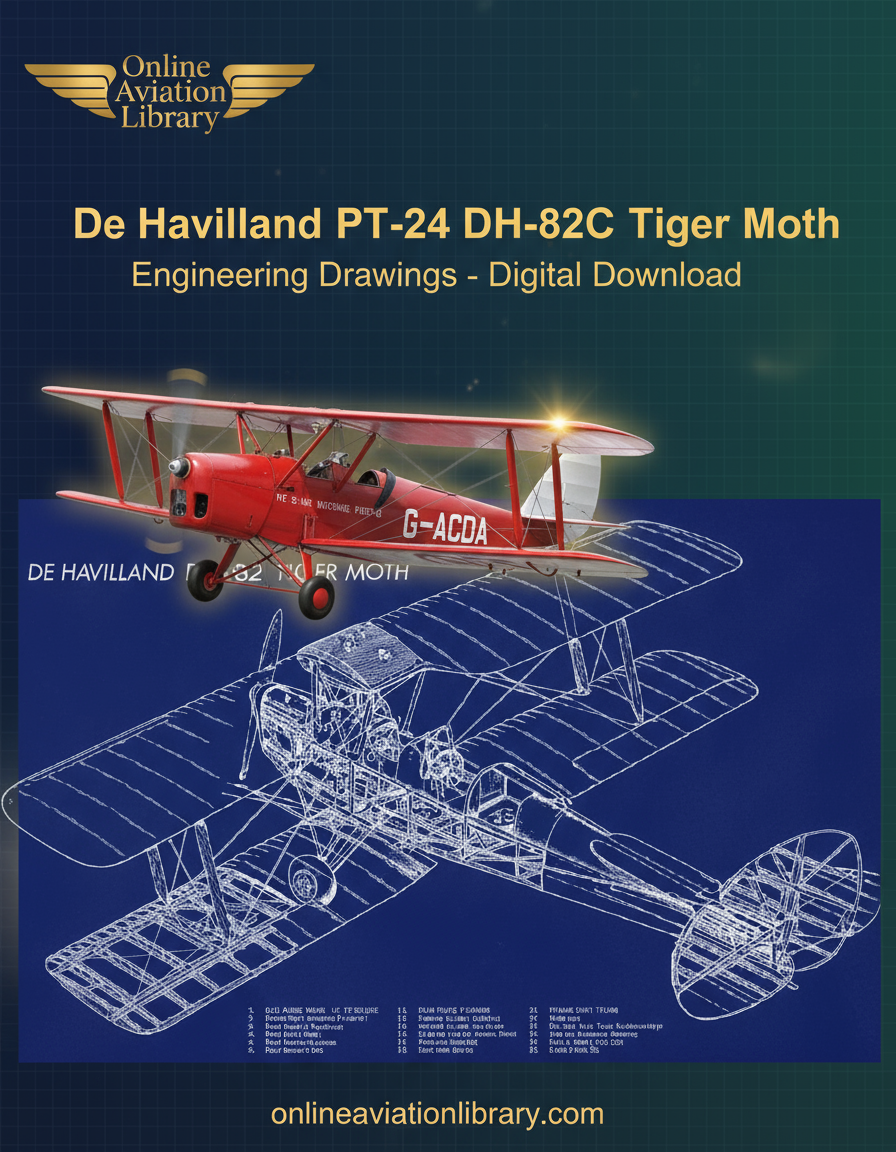 De Havilland Tiger Moth Aircraft Blueprints Banner