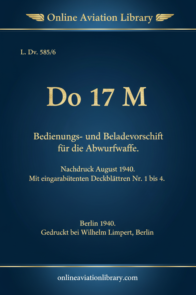 Do 17 M Bedienungs- und Beladevorschrift Abwurfwaffe Cover