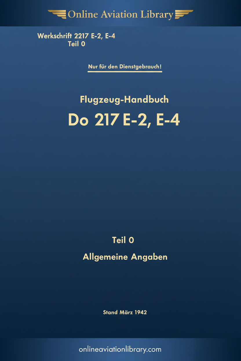 Do 217 E-2 E-4 Flugzeug-Handbuch Teil 0 Cover
