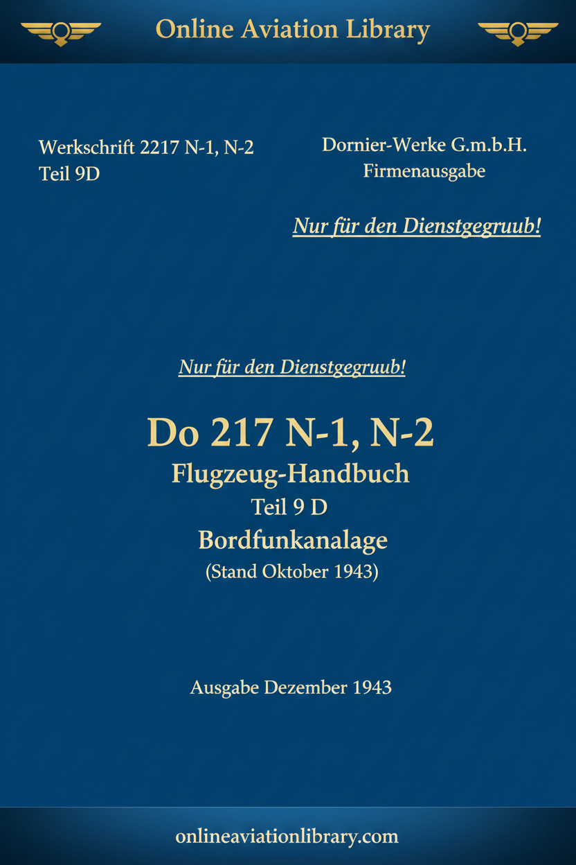 Do 217 N-1 N-2 Teil 9D Bordfunkanlage Cover