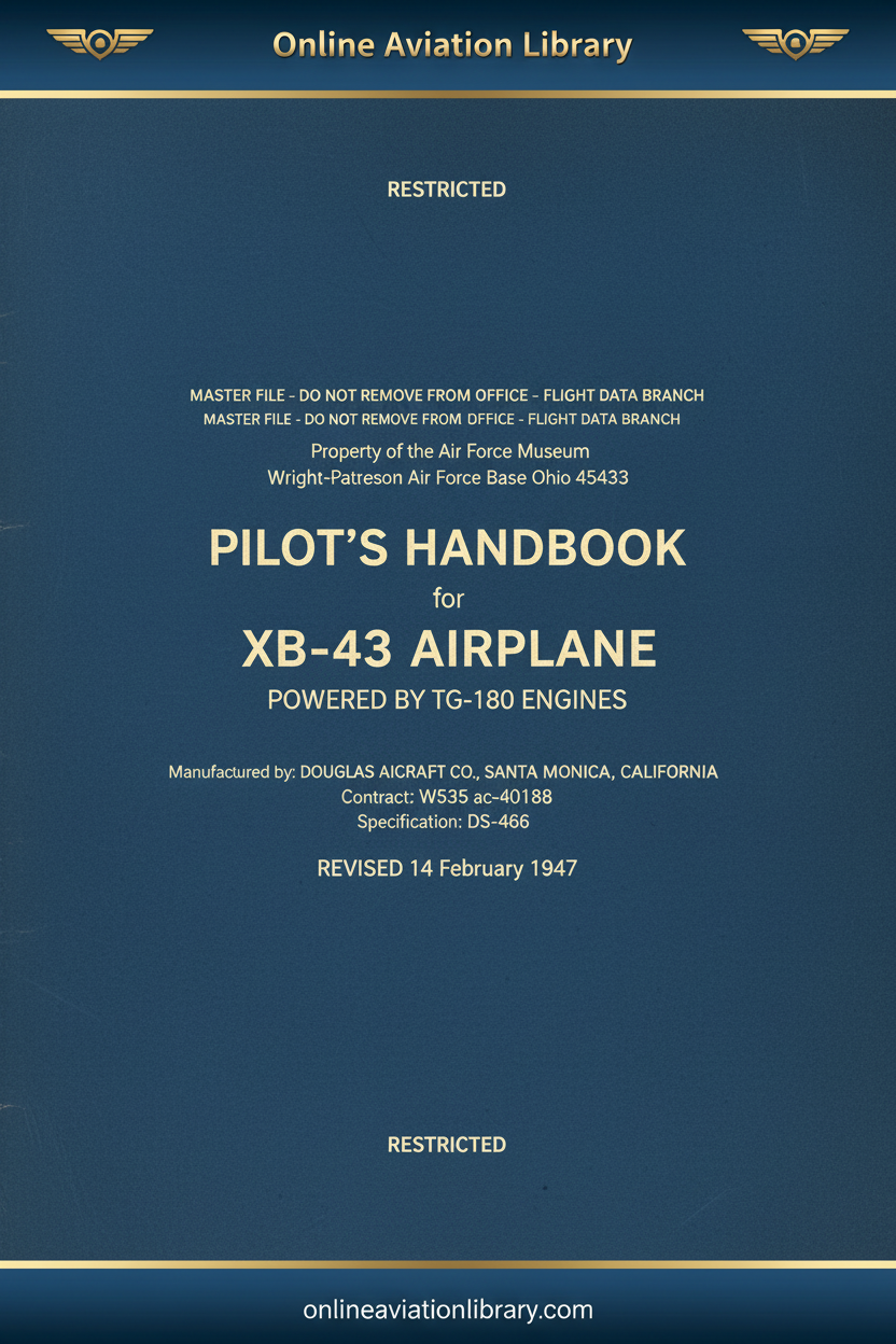 Douglas XB-43 Jetmaster Pilot's Handbook Cover Page