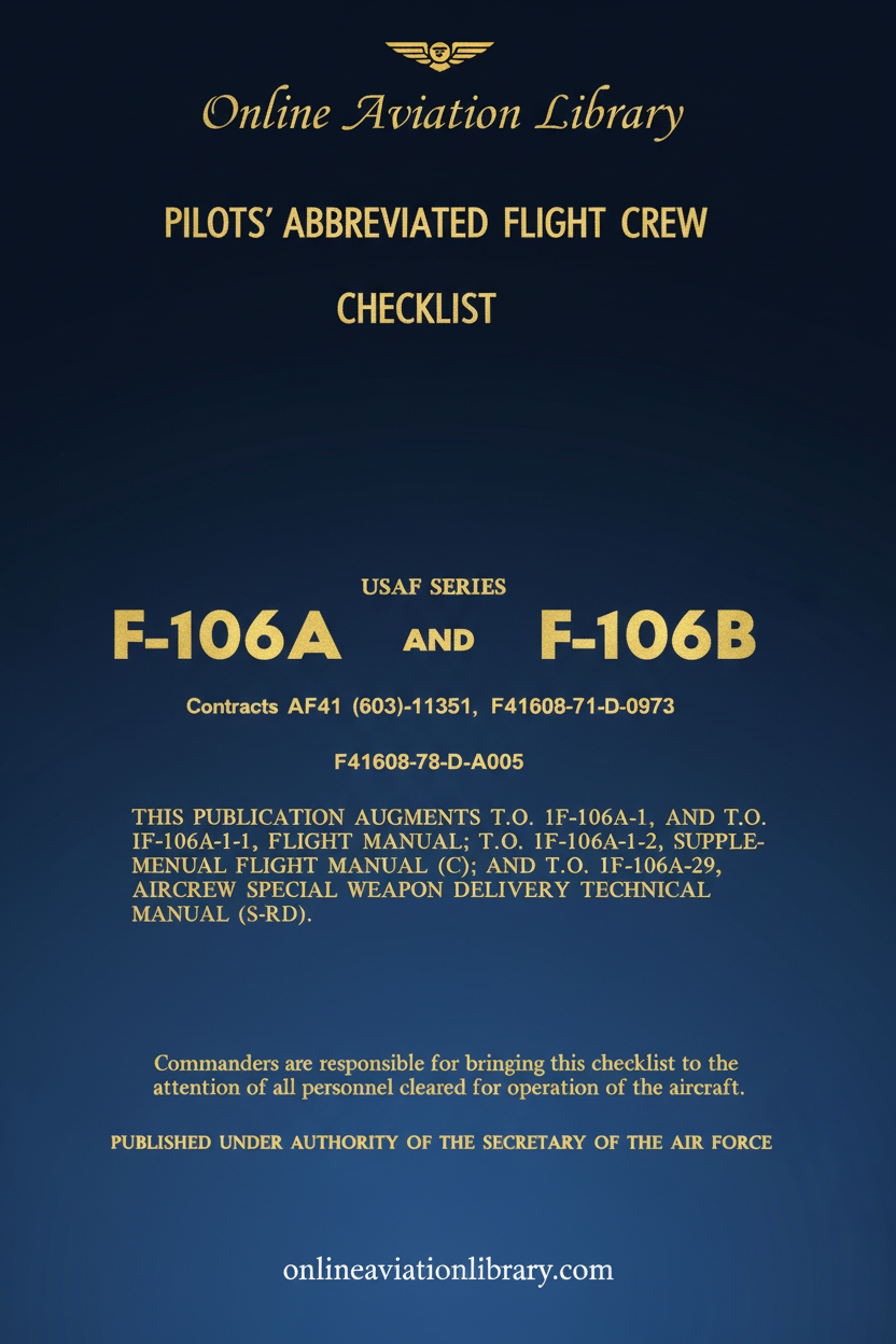 F-106A & F-106B Pilots' Abbreviated Flight Crew Checklist Cover Page