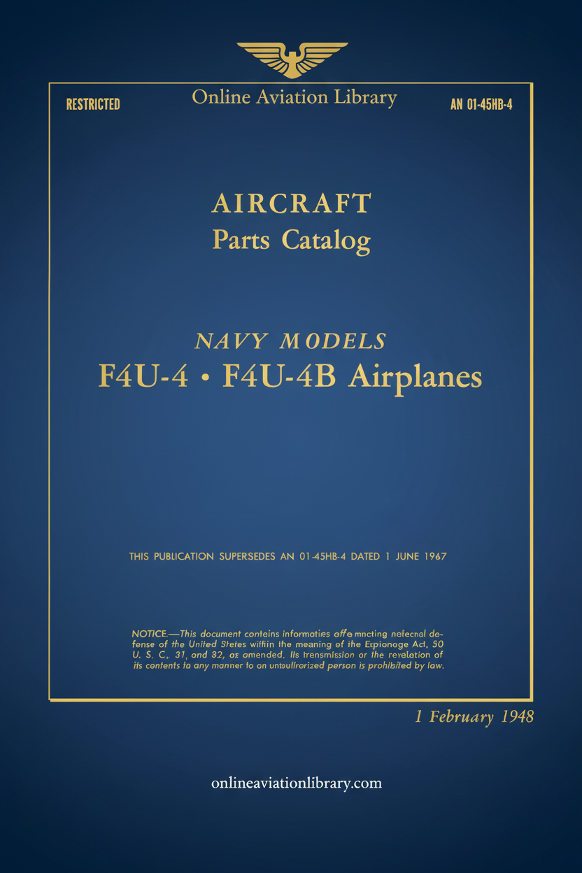 F4U-4 and F4U-4B Aircraft Parts Catalog Cover