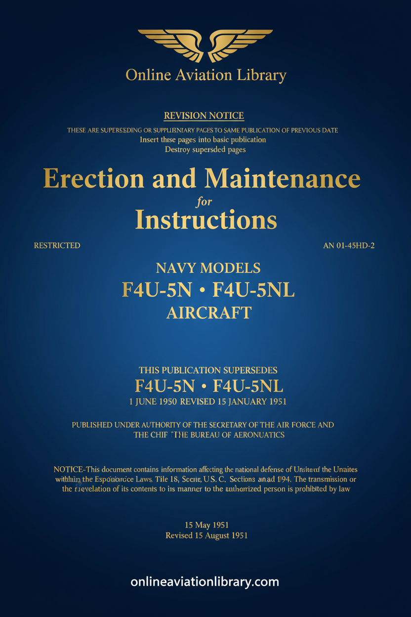 F4U-5 Series Erection and Maintenance Instructions Cover