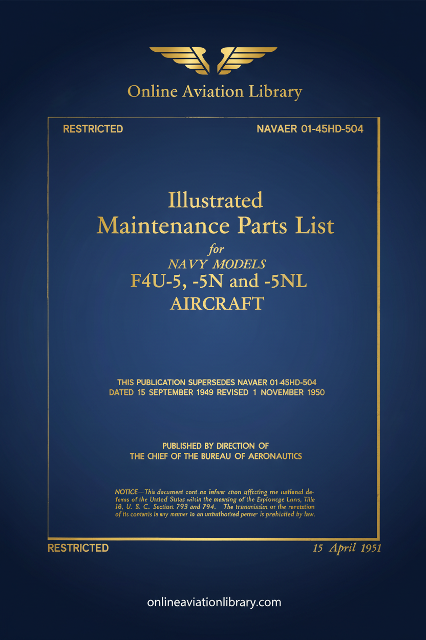 F4U-5 Series Illustrated Maintenance Parts List Cover