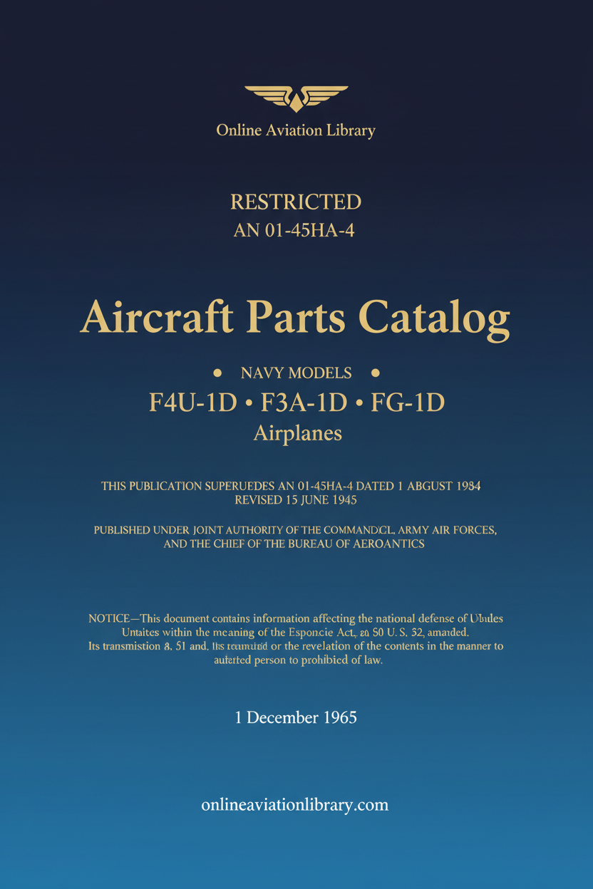 F4U Corsair Aircraft Parts Catalog Cover