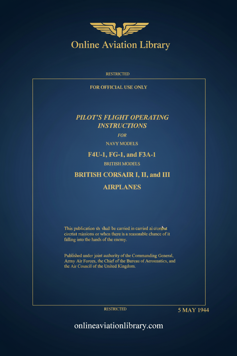 F4U Corsair Pilot's Flight Operating Instructions Cover
