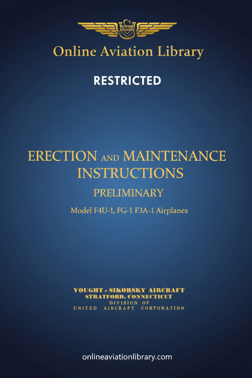 F4U Corsair Preliminary Erection and Maintenance Instructions Cover