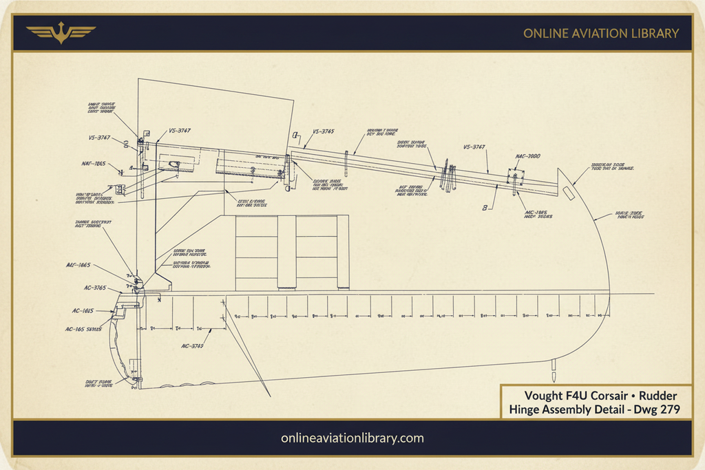 F4U Corsair Rudder Hinge Assembly — Parchment
