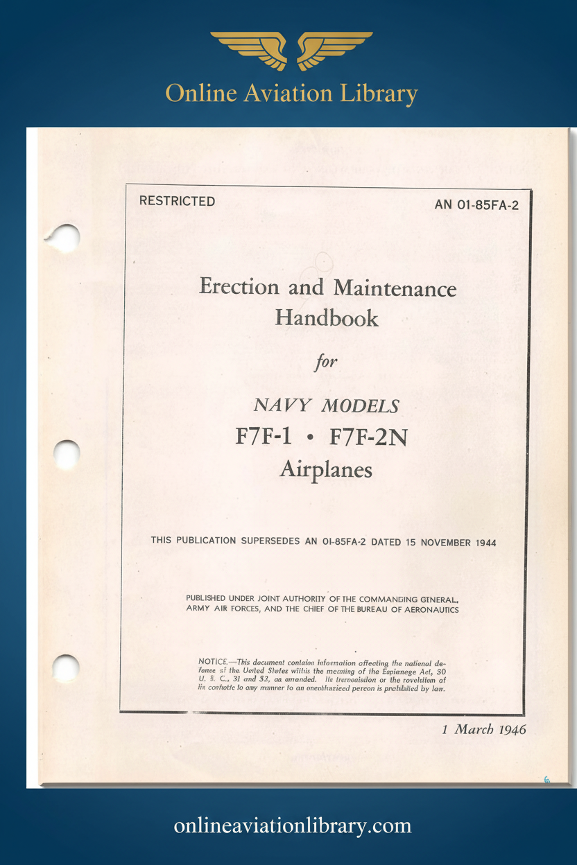 F7F-1 and F7F-2N Manual - Standard Cover Page 2