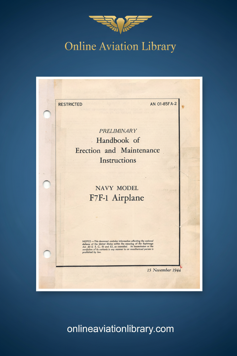F7F-1 Preliminary Erection and Maintenance Instructions - Standard Cover Page 2