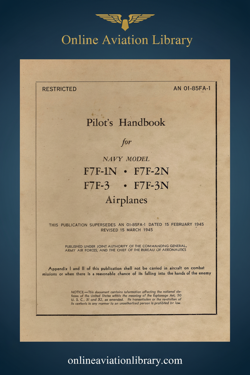 F7F Pilot's Handbook - Standard Cover Page 2