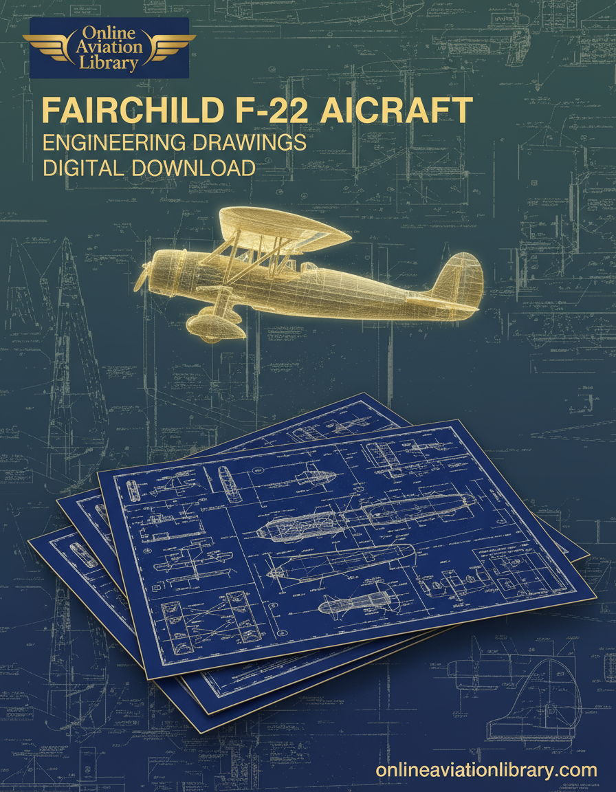 Fairchild F-22 Aircraft Blueprints Engineering Drawings Banner