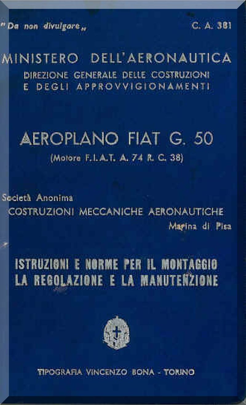Fiat Aviazione G.50 Freccia Manuals Collection - Digital Download