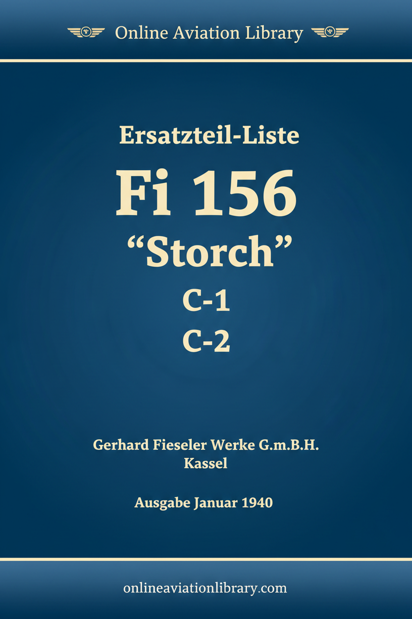 Fi 156 C-1/C-2 Ersatzteil-Liste Cover - Revised