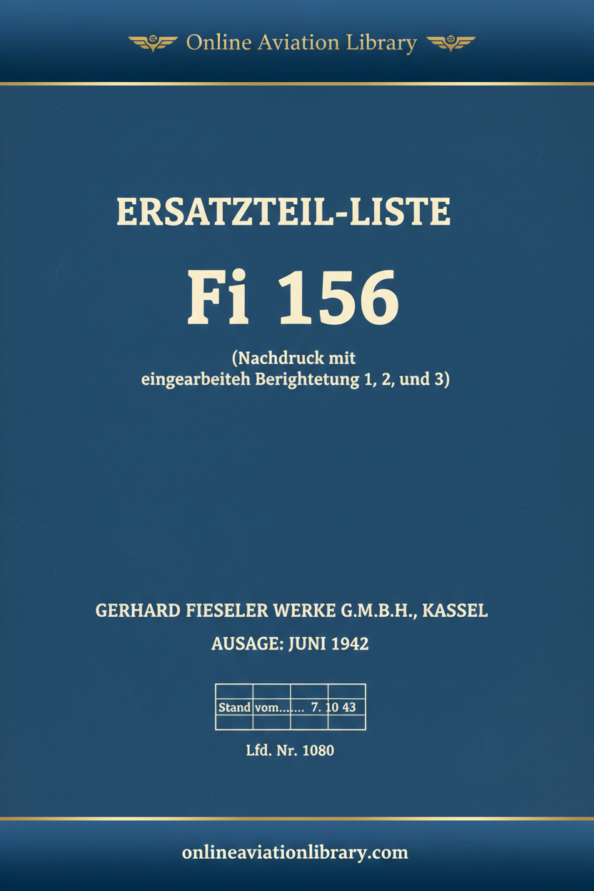 Fi 156 Ersatzteil-Liste Cover