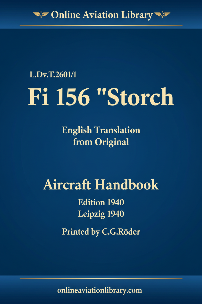 Fi 156 Storch Aircraft Handbook - English Translation Cover