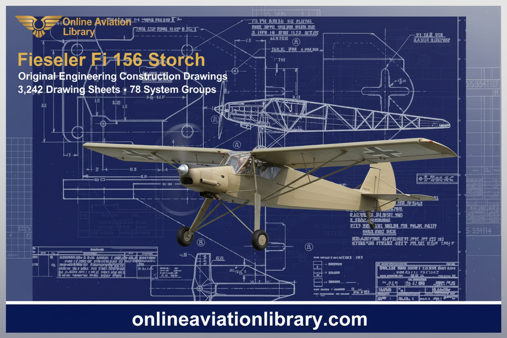 Fi 156 Storch — T-34A Blueprint Background Banner