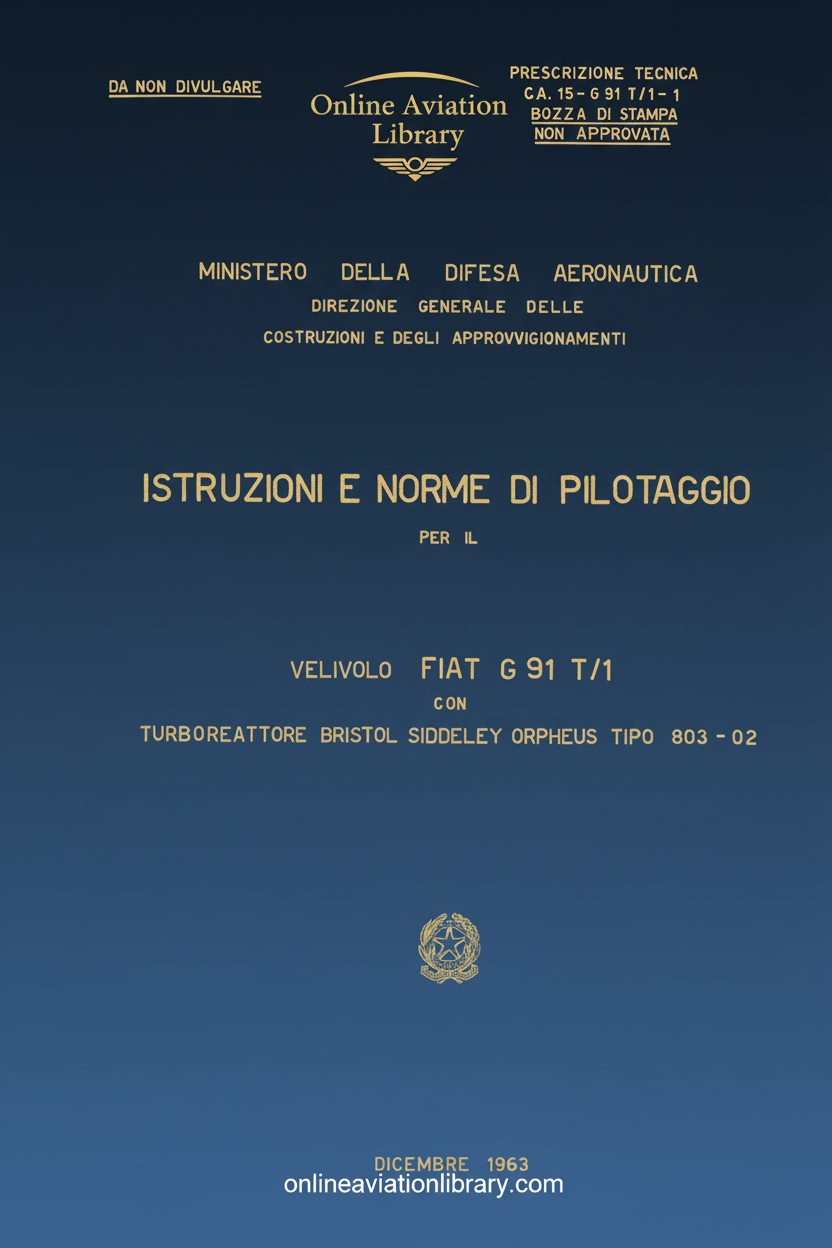 Fiat G 91 T/1 Pilot Instructions Manual Cover Page