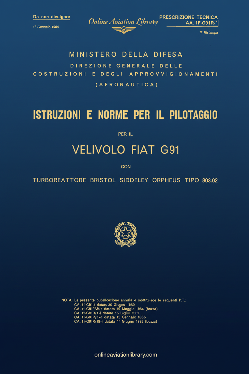 Fiat G91 Pilot Instructions Manual Cover Page