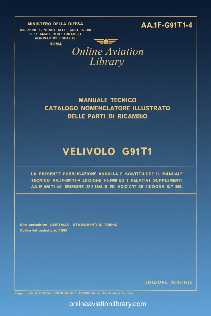 Fiat G91T1 Technical Manual Cover Page